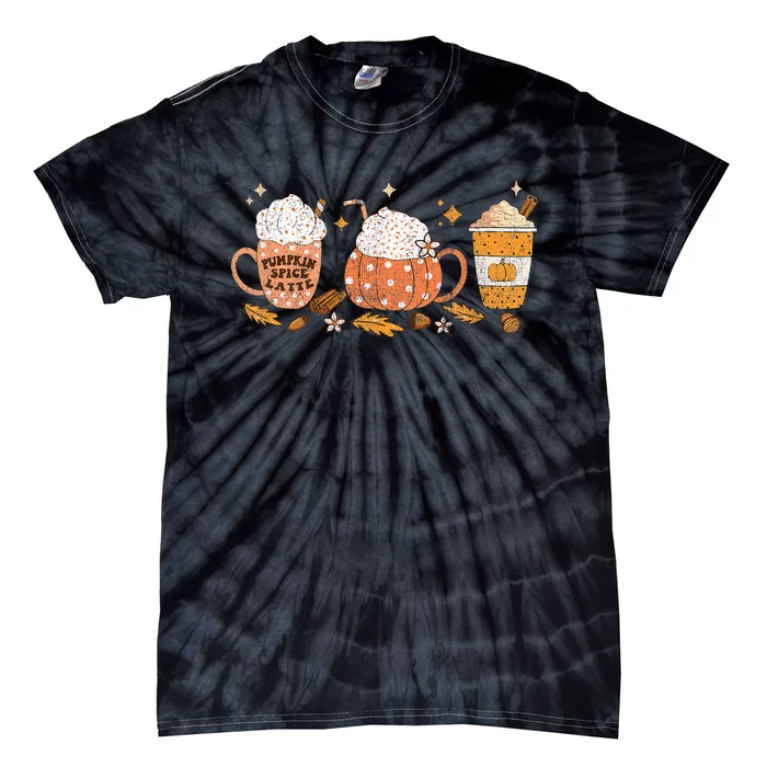 Pumpkin Spice Latte Fall Vibes Autumn Pumpkin Spice Coffee Tie-Dye T-Shirt