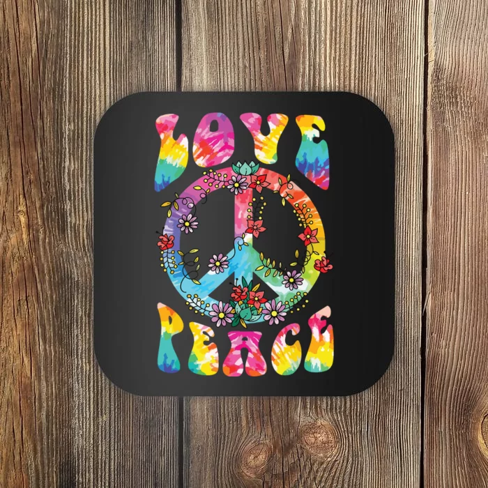 Peace Sign Love 60s 70s Tie Dye Hippie Costume Coaster