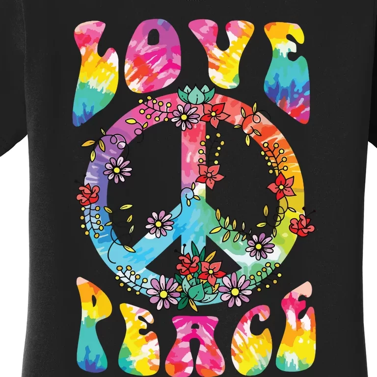 Peace Sign Love 60s 70s Tie Dye Hippie Costume Women's T-Shirt