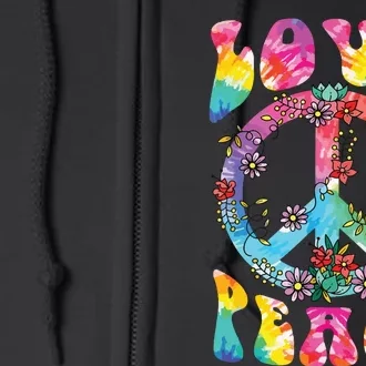 Peace Sign Love 60s 70s Tie Dye Hippie Costume Full Zip Hoodie