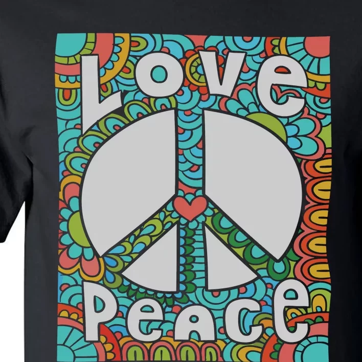 Peace Sign Love 60s 70s Tie Dye Hippie Costume Tall T-Shirt