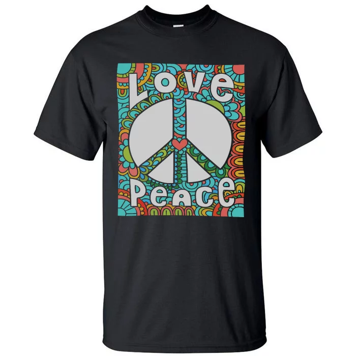 Peace Sign Love 60s 70s Tie Dye Hippie Costume Tall T-Shirt