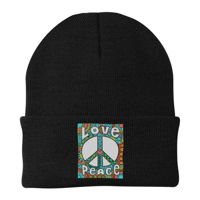 Peace Sign Love 60s 70s Tie Dye Hippie Costume Knit Cap Winter Beanie