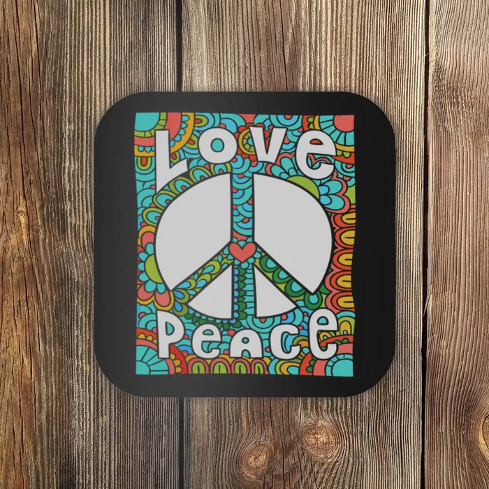 Peace Sign Love 60s 70s Tie Dye Hippie Costume Coaster