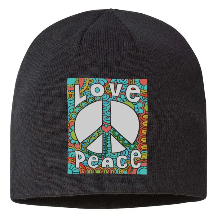 Peace Sign Love 60s 70s Tie Dye Hippie Costume 8 1/2in Sustainable Knit Beanie