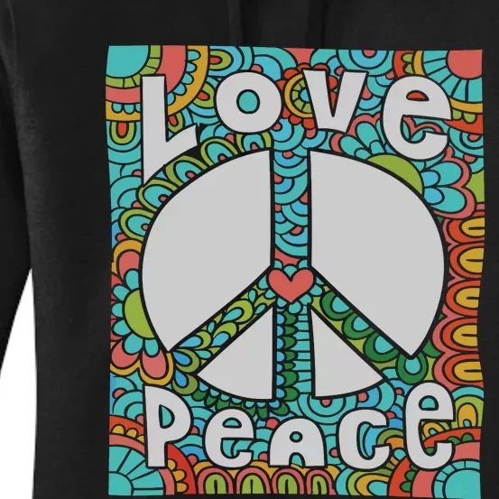 Peace Sign Love 60s 70s Tie Dye Hippie Costume Women's Pullover Hoodie