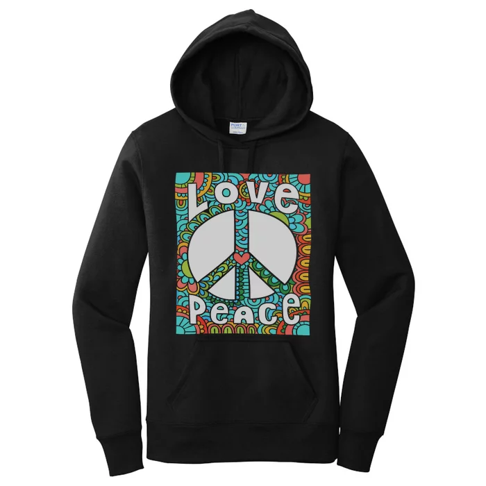 Peace Sign Love 60s 70s Tie Dye Hippie Costume Women's Pullover Hoodie