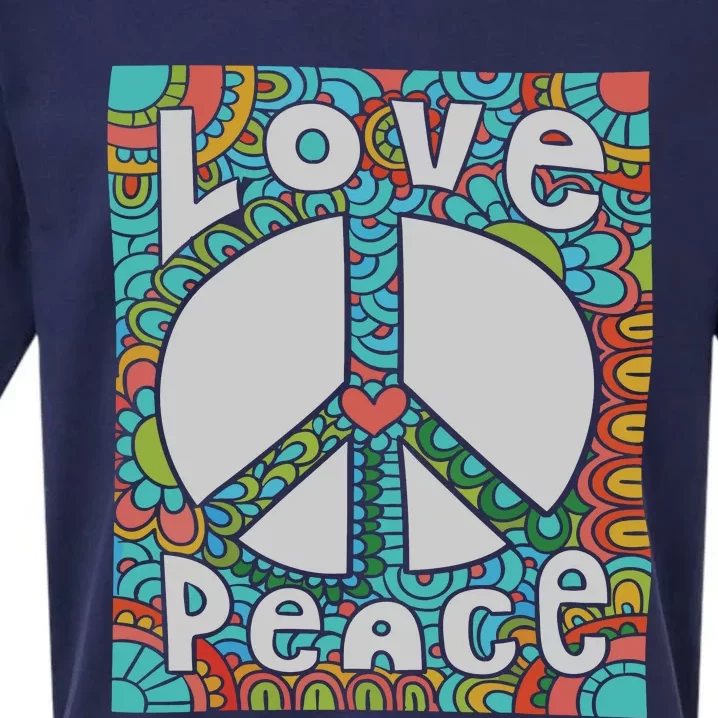 Peace Sign Love 60s 70s Tie Dye Hippie Costume Sueded Cloud Jersey T-Shirt