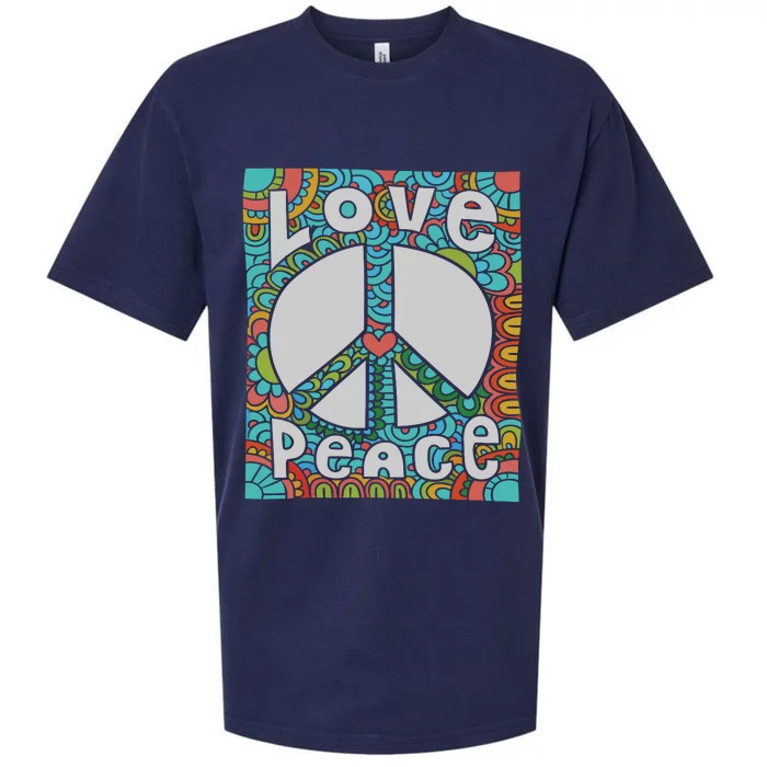 Peace Sign Love 60s 70s Tie Dye Hippie Costume Sueded Cloud Jersey T-Shirt