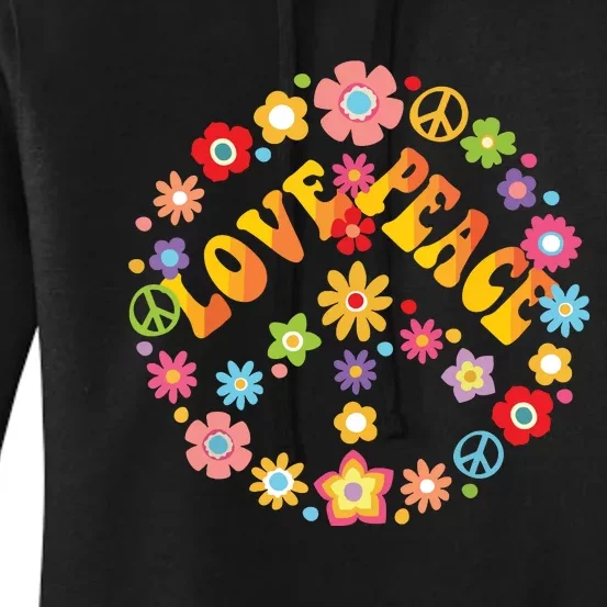 Peace Sign Love 60s 70s Tie Dye Hippie Costume Women's Pullover Hoodie