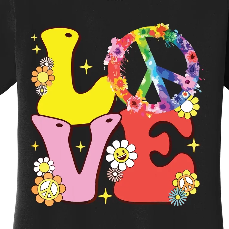 Peace Sign Love 60s 70s Tie Dye Hippie Costume Women's T-Shirt