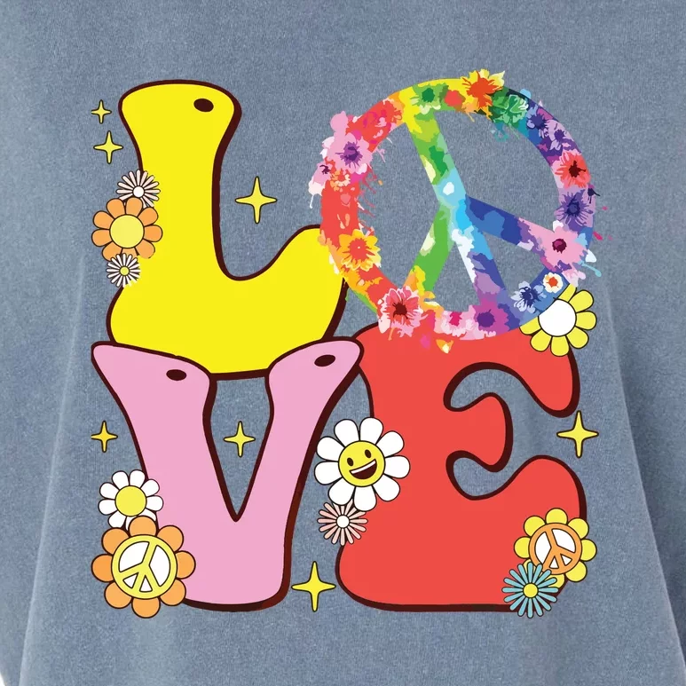 Peace Sign Love 60s 70s Tie Dye Hippie Costume Garment-Dyed Women's Muscle Tee