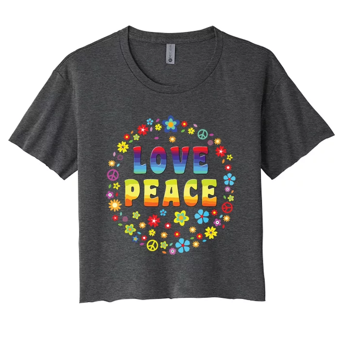 Peace Sign Love 70s Hippie Costume Women's Crop Top Tee