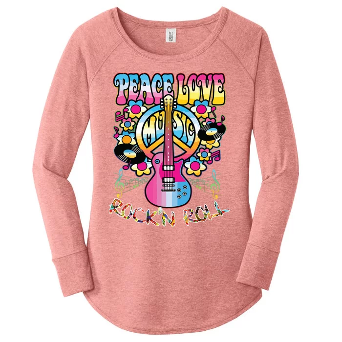 Peace Sign Love 60s 70s Tie Dye Hippie Costume Women's Perfect Tri Tunic Long Sleeve Shirt