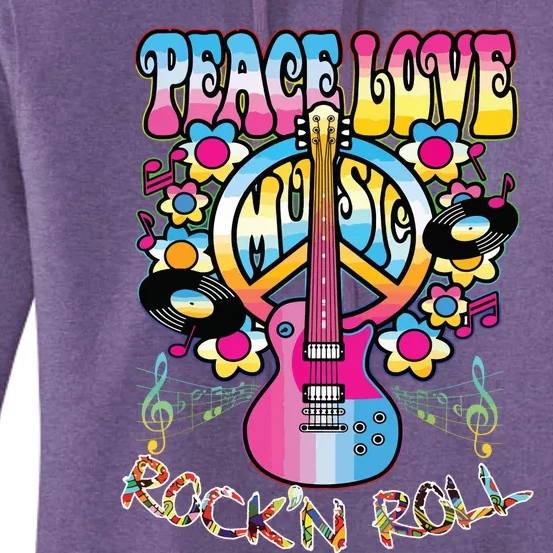 Peace Sign Love 60s 70s Tie Dye Hippie Costume Women's Pullover Hoodie