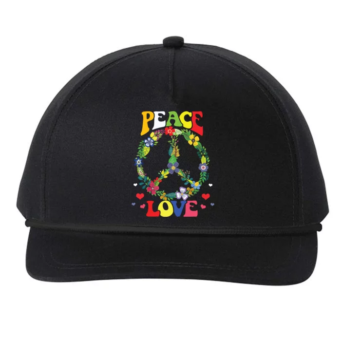 Peace Sign Love 60s 70s Tie Dye Hippie Costume Snapback Five-Panel Rope Hat