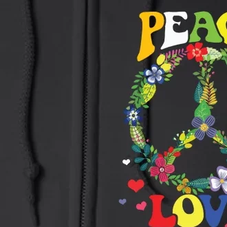 Peace Sign Love 60s 70s Tie Dye Hippie Costume Full Zip Hoodie