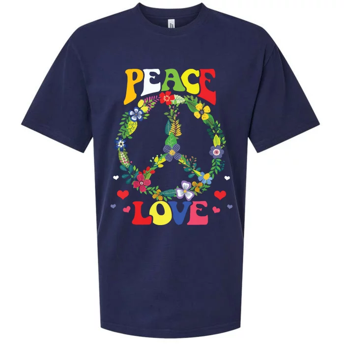 Peace Sign Love 60s 70s Tie Dye Hippie Costume Sueded Cloud Jersey T-Shirt