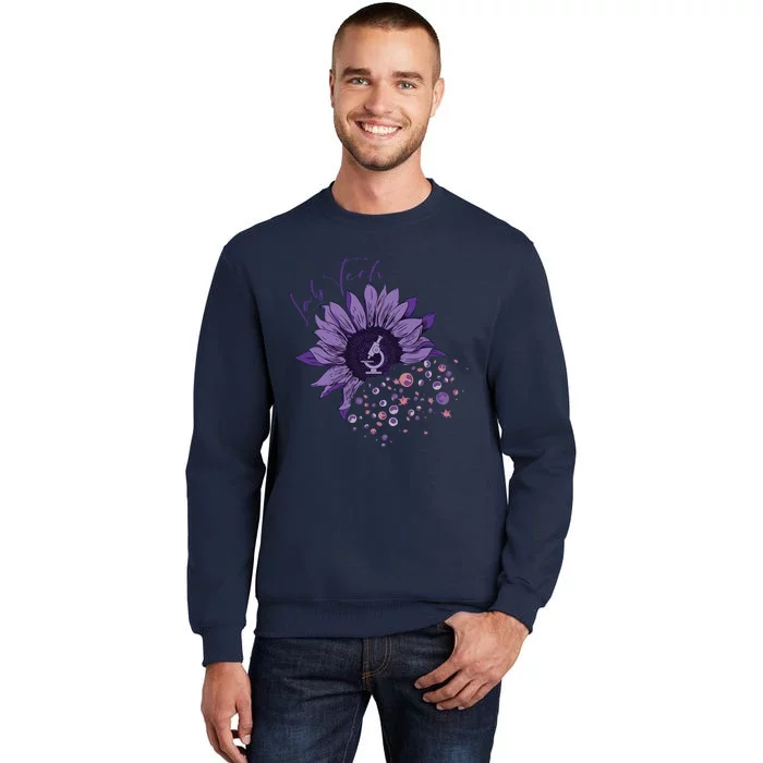 Purple Sunflower Lab Tech Blood Cells Lab Week Lab Queen Phlebotomy Week Tall Sweatshirt