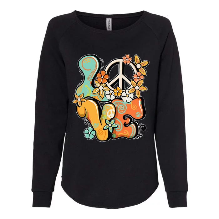 Peace Sign Love 60s 70s Costume Groovy Hippie Theme Party Womens California Wash Sweatshirt