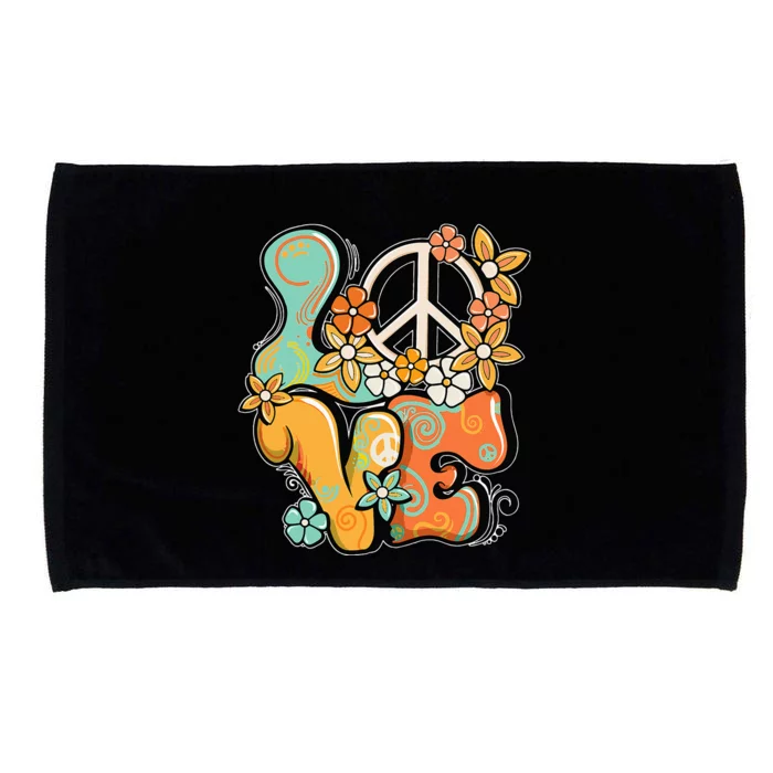 Peace Sign Love 60s 70s Costume Groovy Hippie Theme Party Microfiber Hand Towel