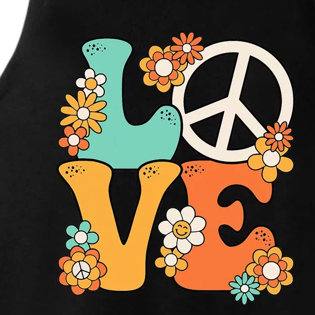 Peace Sign Love 60s 70s Costume Groovy Theme Party Ladies Tri-Blend Wicking Tank