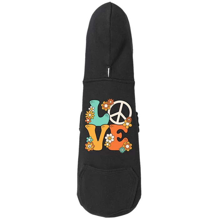 Peace Sign Love 60s 70s Costume Groovy Theme Party Doggie 3-End Fleece Hoodie