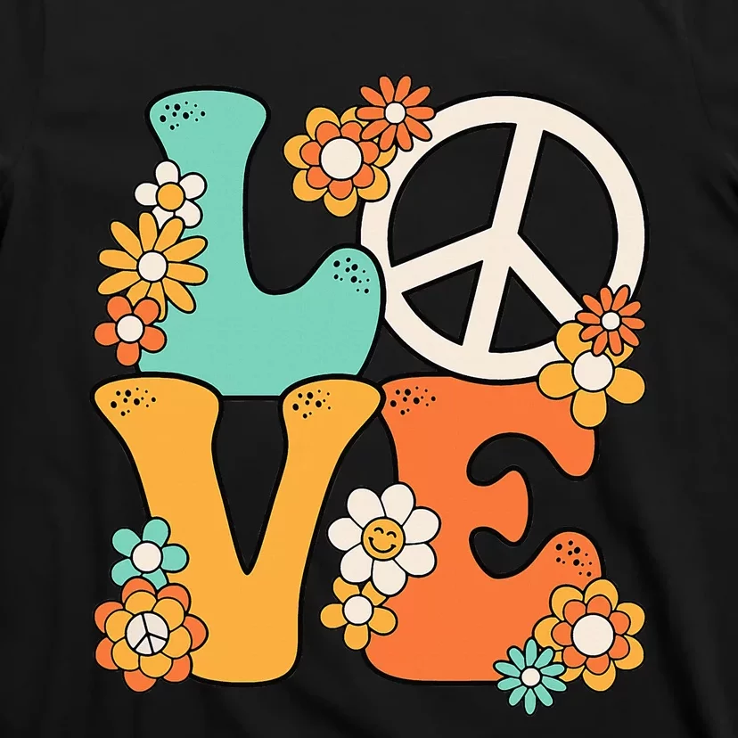 Peace Sign Love 60s 70s Costume Groovy Theme Party T-Shirt