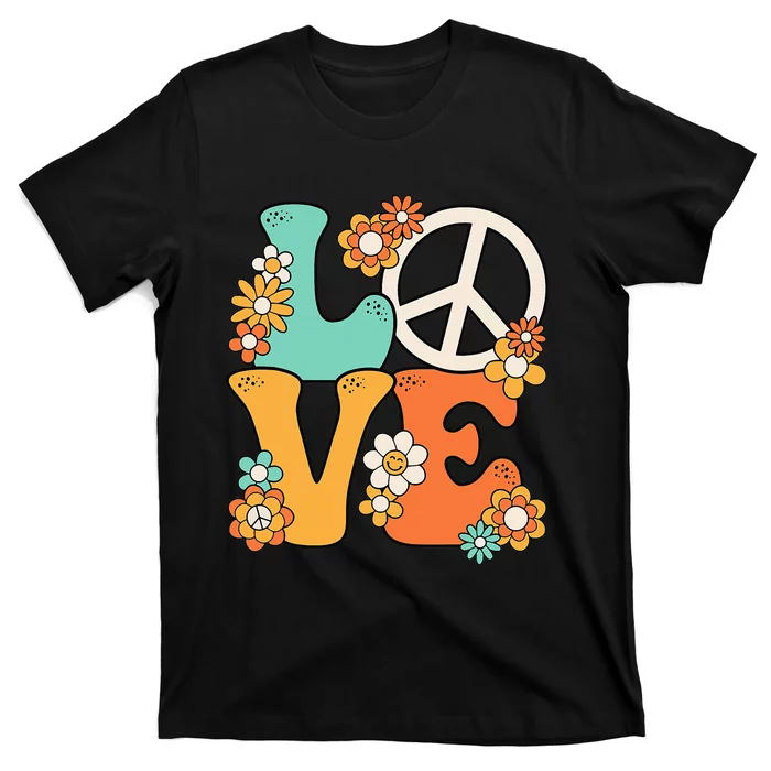 Peace Sign Love 60s 70s Costume Groovy Theme Party T-Shirt