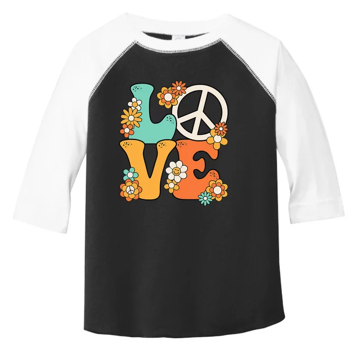 Peace Sign Love 60s 70s Costume Groovy Theme Party Toddler Fine Jersey T-Shirt