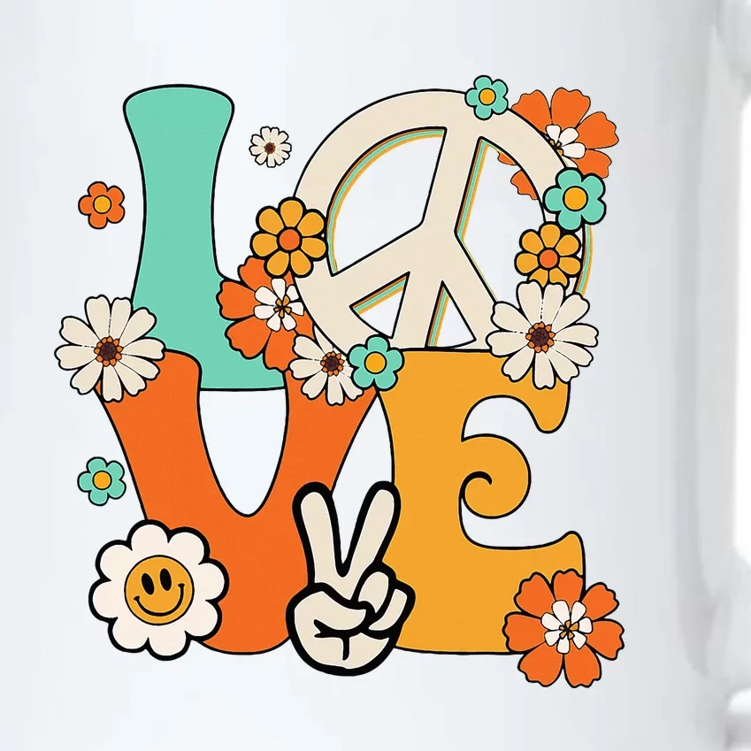 Peace Sign Love 60s 70s Hippie Costume Flowers Black Color Changing Mug