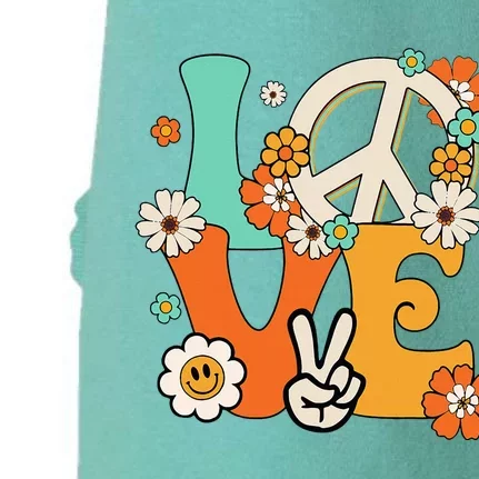 Peace Sign Love 60s 70s Hippie Costume Flowers Doggie 3-End Fleece Hoodie