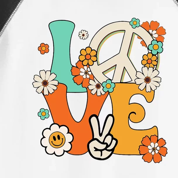 Peace Sign Love 60s 70s Hippie Costume Flowers Toddler Fine Jersey T-Shirt