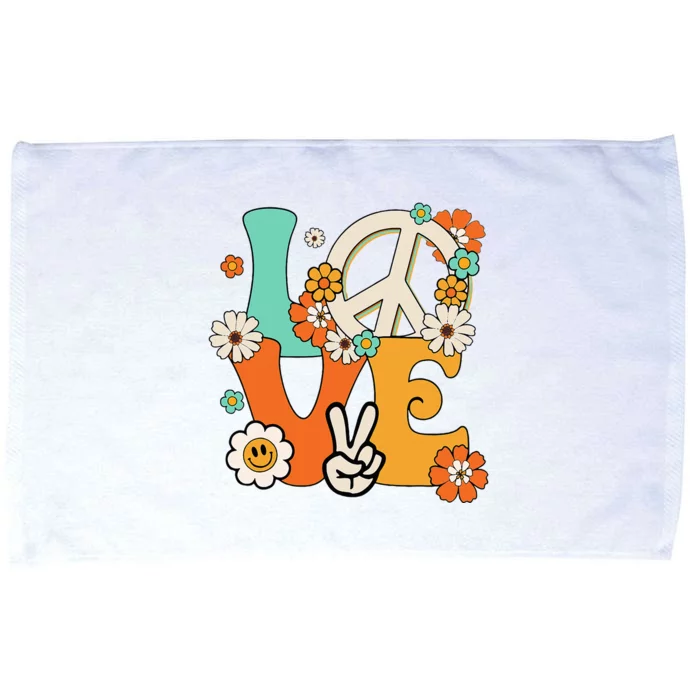 Peace Sign Love 60s 70s Hippie Costume Flowers Microfiber Hand Towel