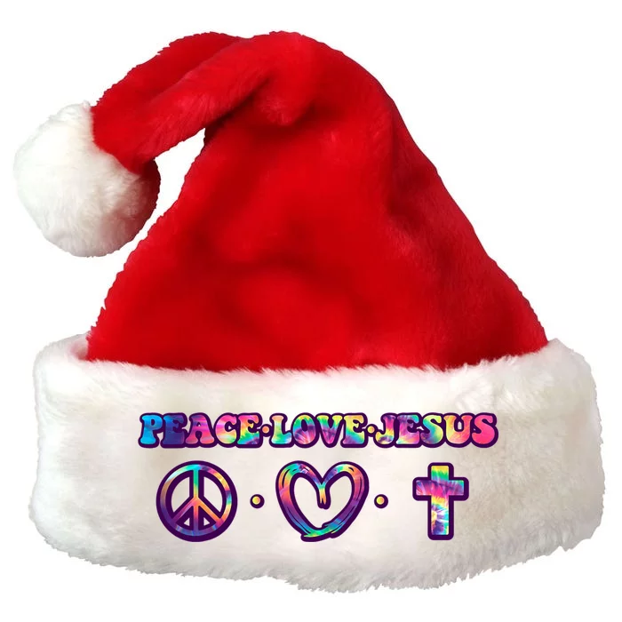 Peace Symbol Love And Jesus Believe Premium Christmas Santa Hat