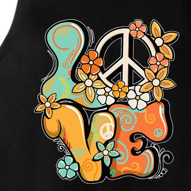 Peace Sign Love 60s 70s Costume Groovy Hippie Theme Party Ladies Tri-Blend Wicking Tank