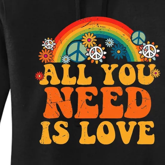 PEACE SIGN LOVE 60s 70s Tie Dye Hippie Costume Halloween Women's Pullover Hoodie