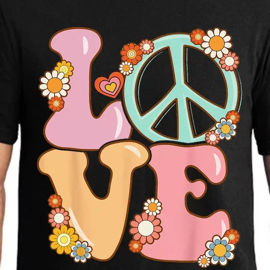 Peace Sign Love 60s 70s Costume Groovy Hippie Pajama Set