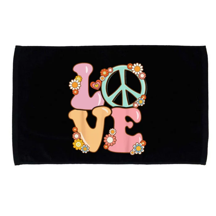 Peace Sign Love 60s 70s Costume Groovy Hippie Microfiber Hand Towel