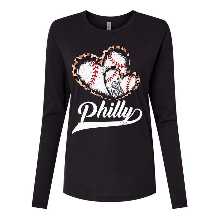 Philadelphia Souvenir Leopard Heart I Love Philadelphia Womens Cotton Relaxed Long Sleeve T-Shirt