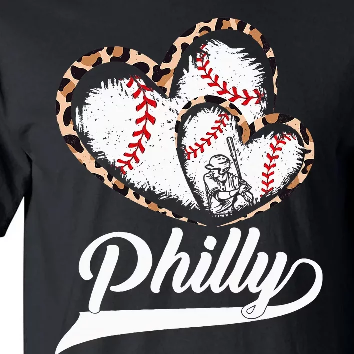 Philadelphia Souvenir Leopard Heart I Love Philadelphia Tall T-Shirt