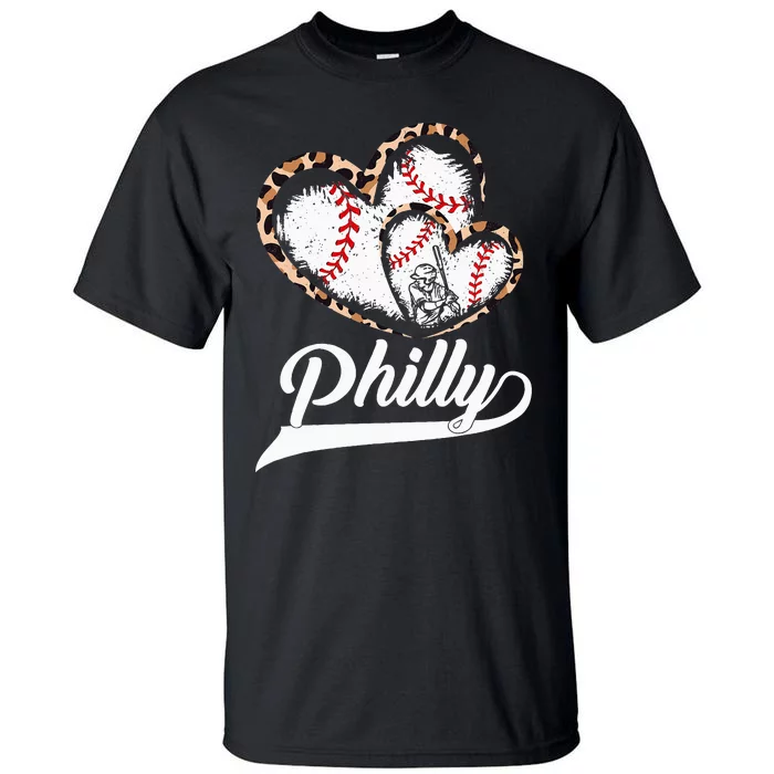 Philadelphia Souvenir Leopard Heart I Love Philadelphia Tall T-Shirt