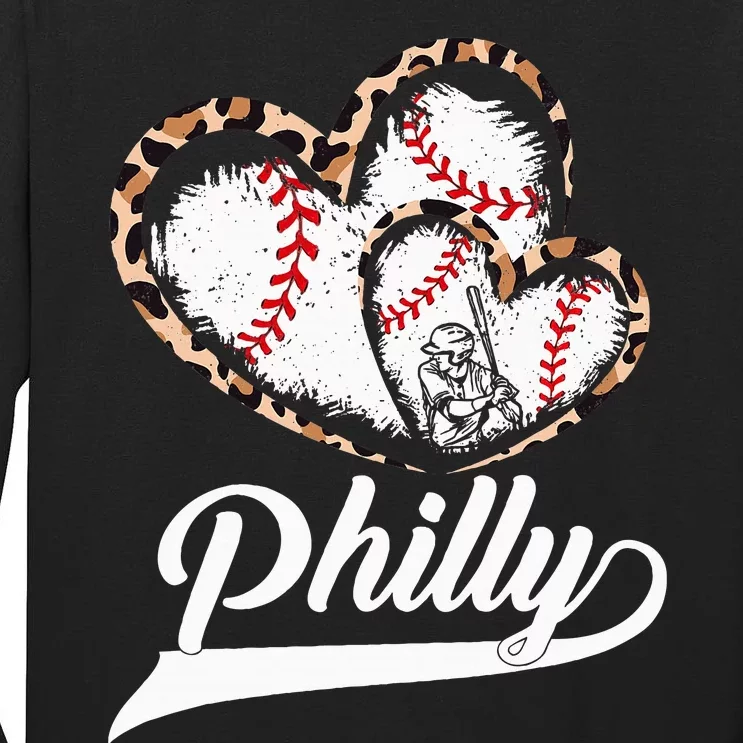 Philadelphia Souvenir Leopard Heart I Love Philadelphia Tall Long Sleeve T-Shirt