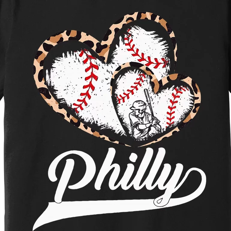 Philadelphia Souvenir Leopard Heart I Love Philadelphia Premium T-Shirt