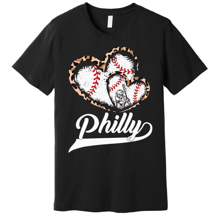 Philadelphia Souvenir Leopard Heart I Love Philadelphia Premium T-Shirt