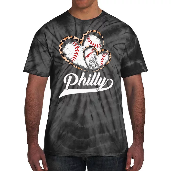 Philadelphia Souvenir Leopard Heart I Love Philadelphia Tie-Dye T-Shirt