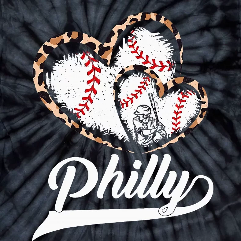 Philadelphia Souvenir Leopard Heart I Love Philadelphia Tie-Dye T-Shirt