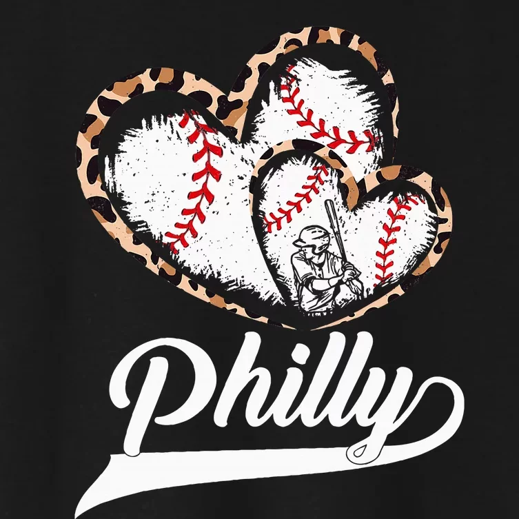 Philadelphia Souvenir Leopard Heart I Love Philadelphia Women's Crop Top Tee