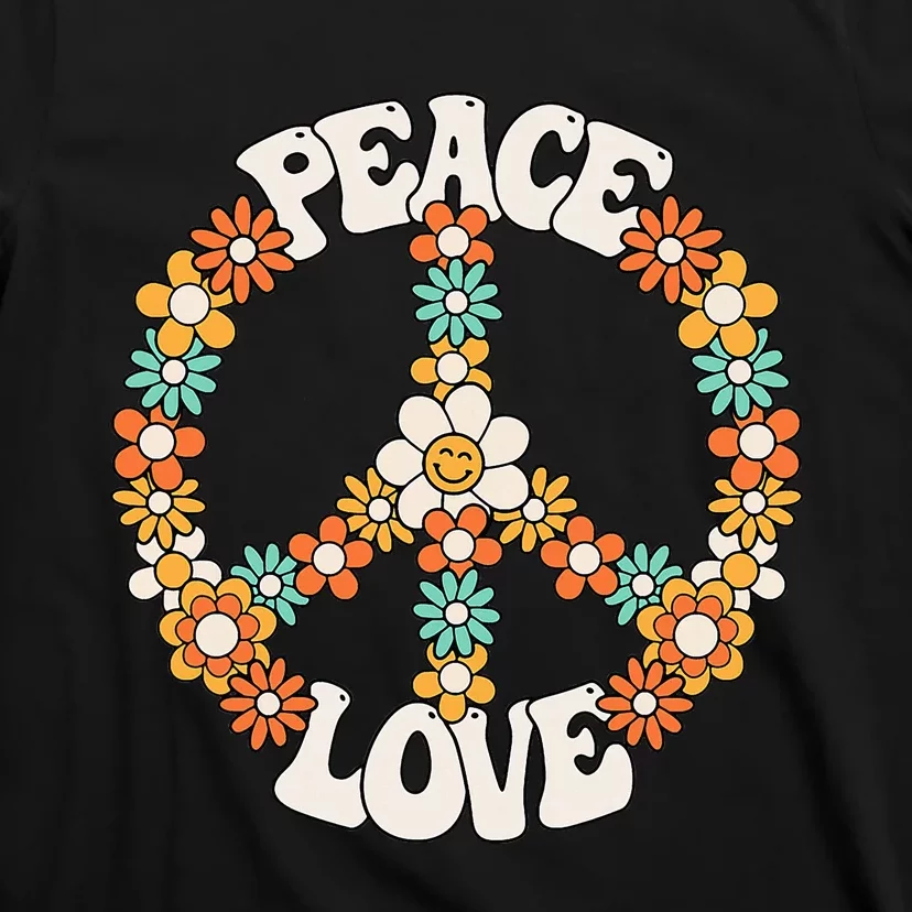 Peace Sign Love 60s 70s Costume Groovy Hippie Theme Party T-Shirt