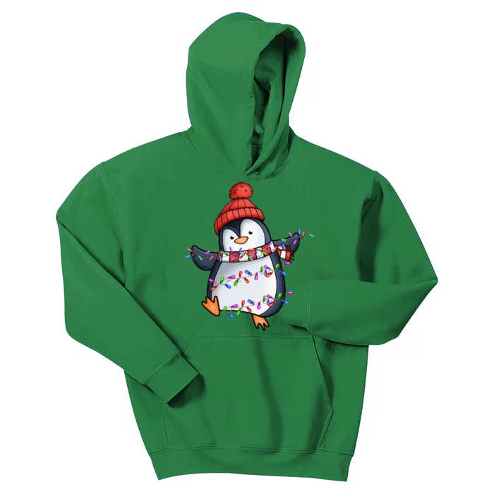 Penguin Santa Lights Christmas Pajamas Cute Penguins Xmas Kids Hoodie